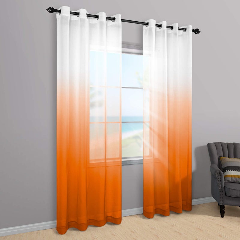 KOUFALL Orange Fall Curtains for Living Room,2 Panels Sheer Ombre Halloween Curtains for Bedroom Dining Room 84 Inches Long,Cortinas De OtoÃ±o Naranjas para Sala 2025 - Image 3